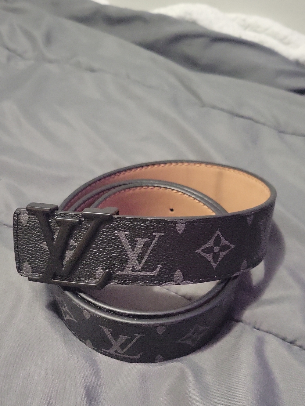 Louis Vuitton Black Monogram Canvas Men's Belt with LV Buckle